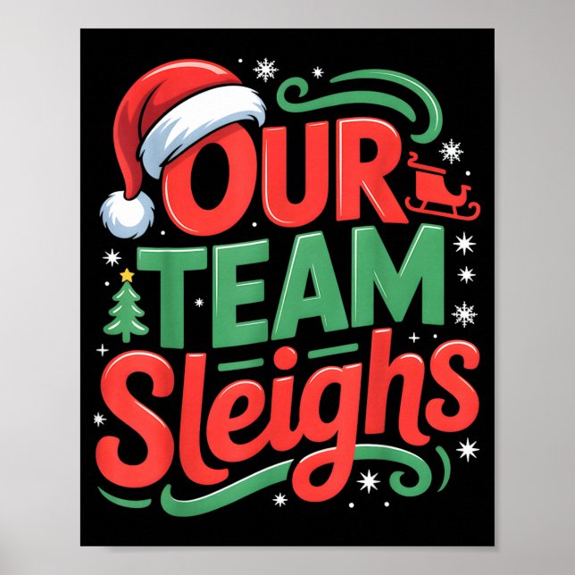 Poster Nossa Equipe Derruba Rena Engraçada de Natal  (Frente)