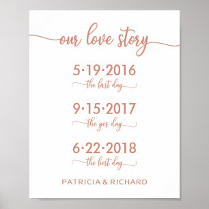 Poster Nossa História de Amor Datas Especiais Rosa Dourad