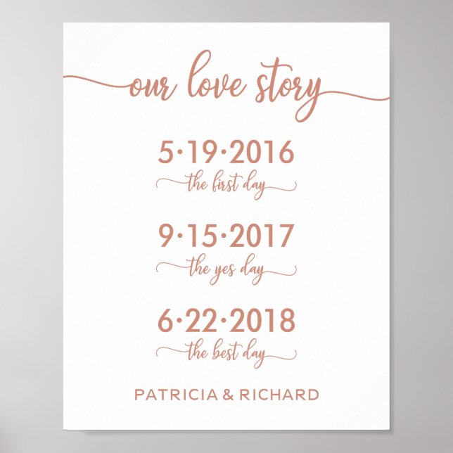 Poster Nossa História de Amor Datas Especiais Rosa Dourad (Frente)