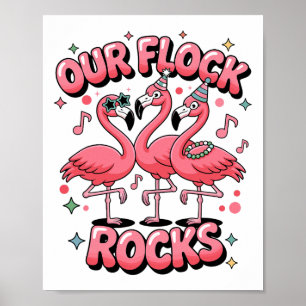 Poster Nossa Manada Balança Camiseta Família Flamingo Fér