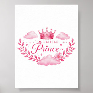 Poster Nossa Pequena Princesa Bebê Menina Coroa Rosa