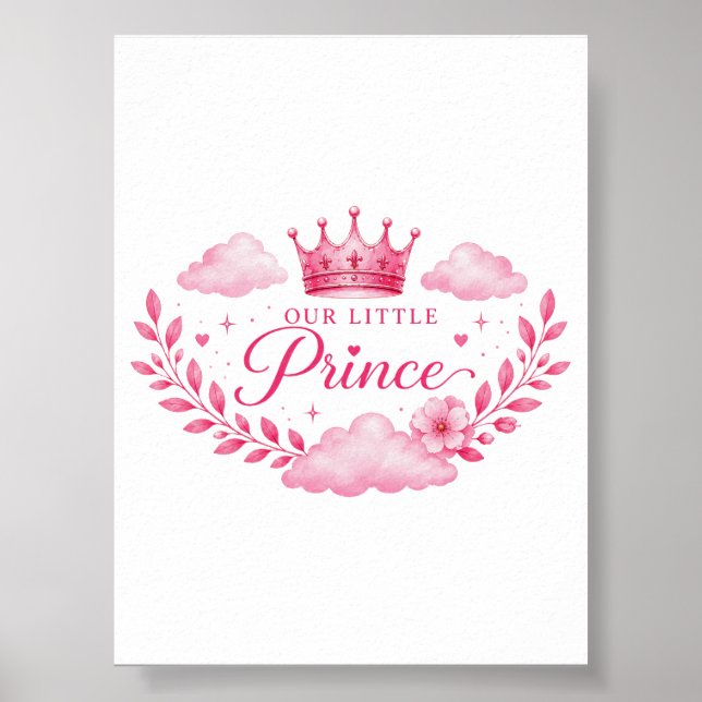 Poster Nossa Pequena Princesa Bebê Menina Coroa Rosa (Frente)