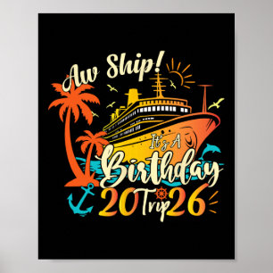 Poster Nossa Que Viagem de Aniversário 2026 Retro Anivers