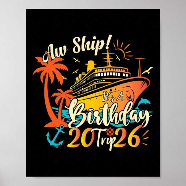 Poster Nossa Que Viagem de Aniversário 2026 Retro Anivers (Frente)