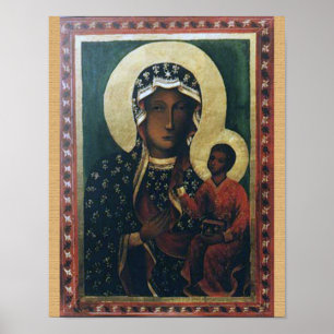 Póster Nossa senhora da imagem devocional de Czestochowa,