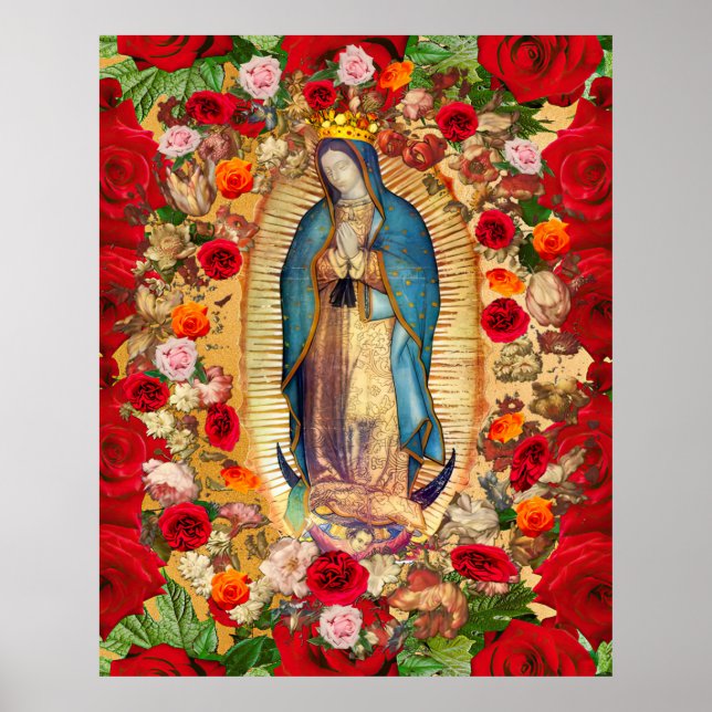 Poster Nossa Senhora das Rosas vermelhas de Guadalupe (Frente)