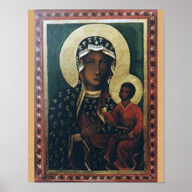 Póster Nossa Senhora de Czestochowa Imagem Devocional, (Frente)