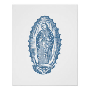 Póster Nossa Senhora de Guadalupe Clássica com Rosas