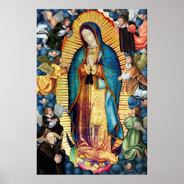 Poster Nossa Senhora de Guadalupe com Anjos (Frente)
