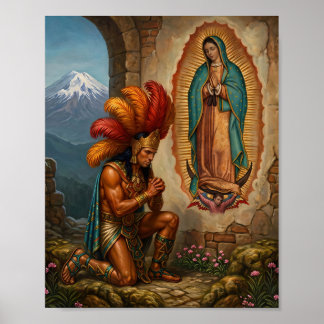 Poster Nossa Senhora de Guadalupe e Guerreiro Asteca - Fé