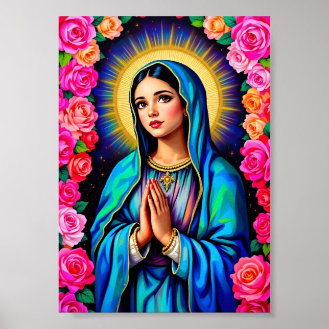 Poster Nossa Senhora de Guadalupe Orando Virgem Maria Vib (Frente)