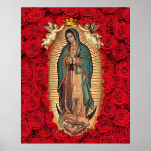 Poster Nossa Senhora de Guadalupe Tilma Anjos Católicos
