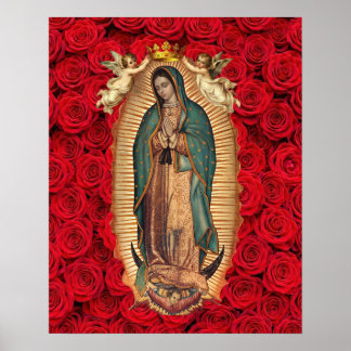 Poster Nossa Senhora de Guadalupe Tilma Anjos Católicos