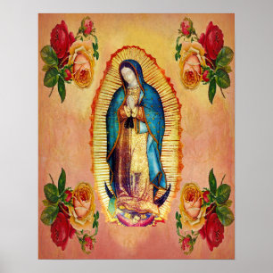 Poster Nossa Senhora de Guadalupe Virgem Maria rosa