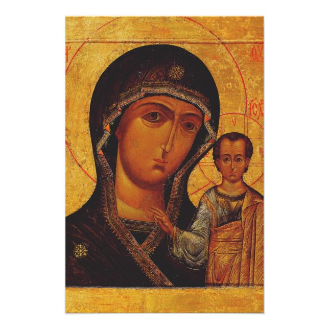 Póster Nossa Senhora do Ícone Ortodoxo de Kazan (Frente)