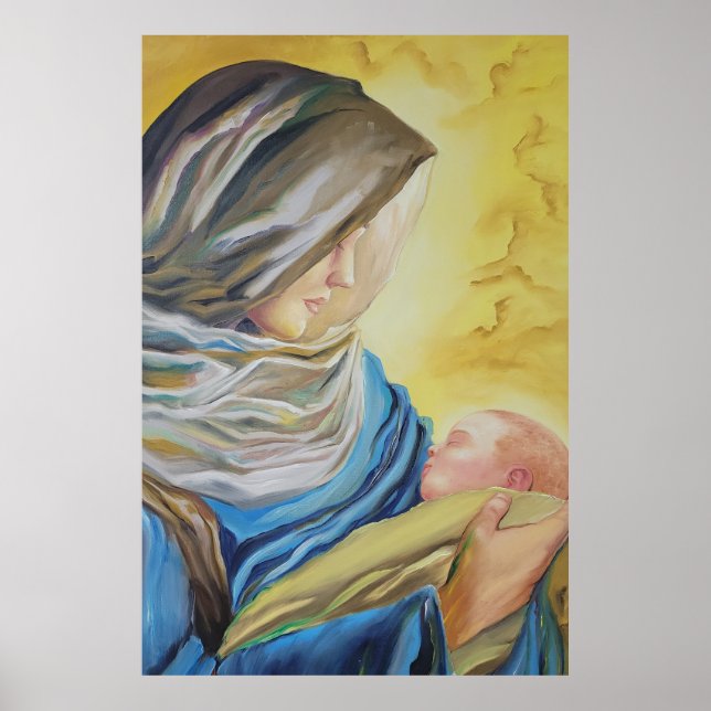 Poster Nossa Senhora do Silêncio segurando Jesus bebê (Frente)
