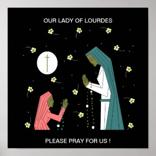 PÓSTER NOSSA SENHORA LOURDES PRAY POR FAVOR PARA E.U.!