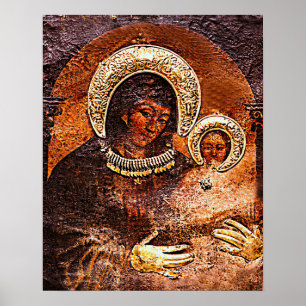 Poster Nossa Senhora Virgem Maria e Jesus pintados por Ru