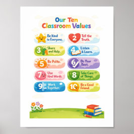 Poster Nosso Cartaz dos Dez Valores de Sala de Aula