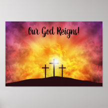 Nosso Deus Reina Cartaz Gloss Premium Canvas