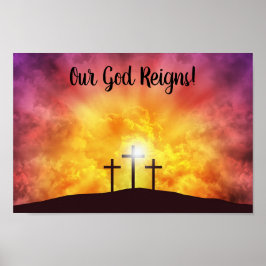Poster Nosso Deus Reina Cartaz Gloss Premium Canvas