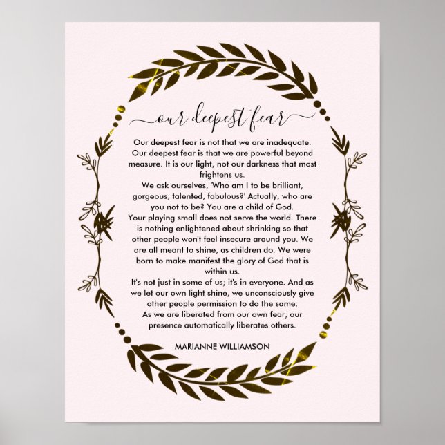 Poster NOSSO MAIS PROFUNDO MEDO Marianne Williamson Poste (Frente)