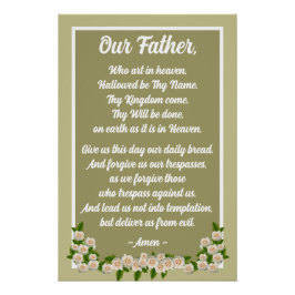 Póster Nosso Pai Prayer Matthew 6:9-13 Poster Dourado