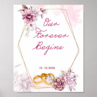 Poster Nosso Para Sempre Começa – Decoração de Casamento