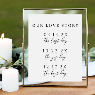 Poster Nosso Sinal de Casamento de Linha do Tempo Datas E