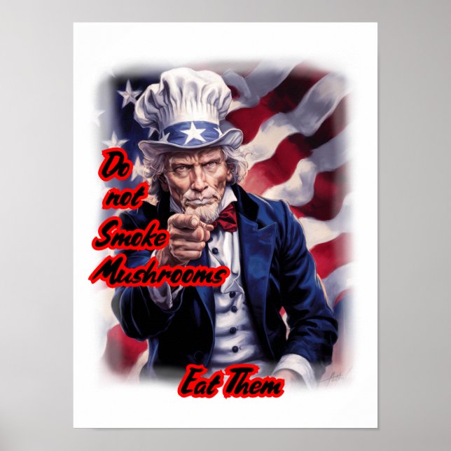 Poster Nosso Tio Sam Branco Vermelho Azul dá conselhos so (Frente)