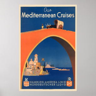 Poster Nossos Cruzeiros pelo Mediterrâneo Cartaz de Viage