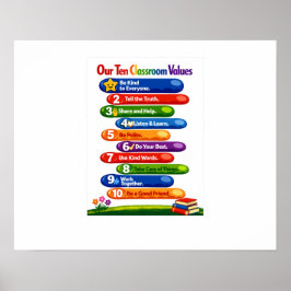 Poster Nossos Dez Valores de Sala de Aula – Cartaz Paisag