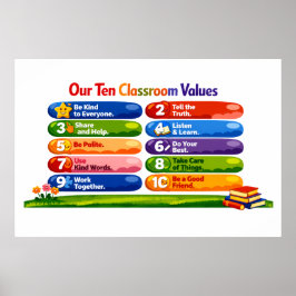 Poster Nossos Dez Valores de Sala de Aula – Cartaz Paisag