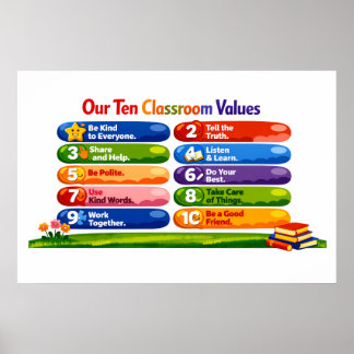 Poster Nossos Dez Valores de Sala de Aula – Cartaz Paisag