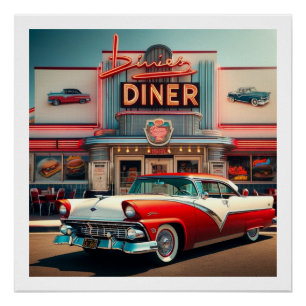 Póster Nostalgia Chevy e Diner