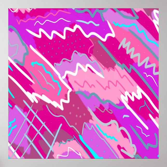 Poster Nostalgia Pop Art em Magenta (Frente)