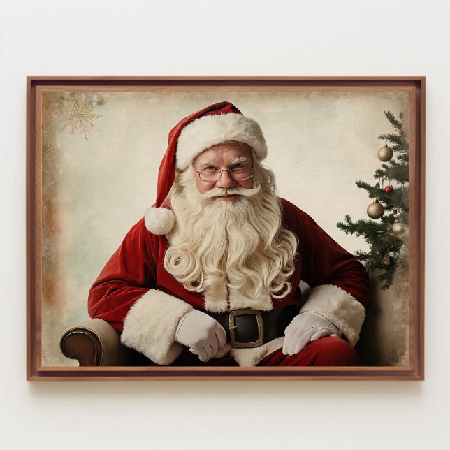 Poster Nostalgic Papai Noel pela Árvore de Natal (Criador carregado)