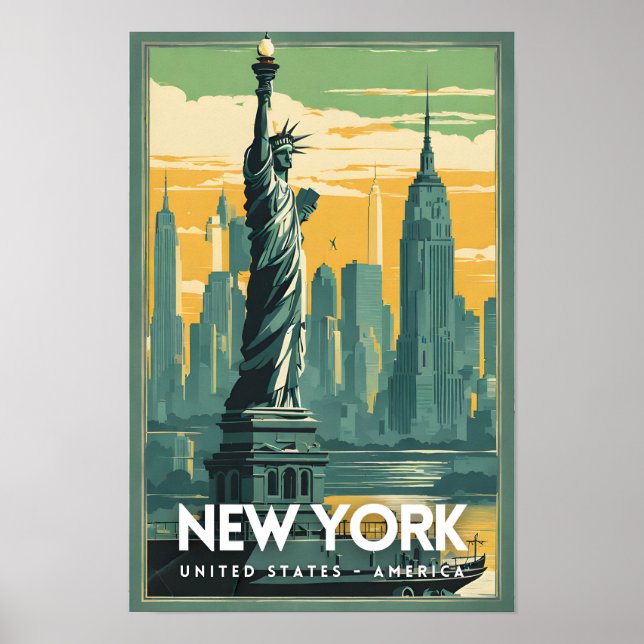Poster Nostálgica da Estátua da Liberdade em Nova Iorque (Frente)