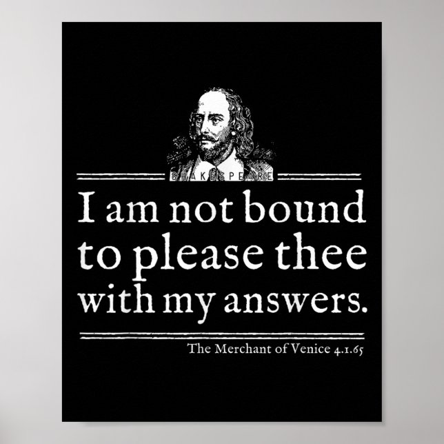 Poster Not Bound To Please Shakespeare Quote Shirt Theate (Frente)
