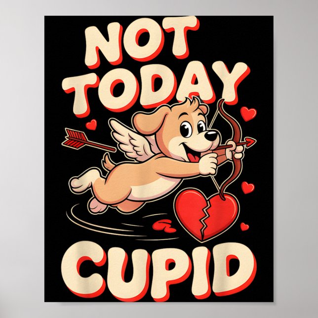 Poster Not Today Cud Funny Puppy Anti Valentine Retro Car (Frente)