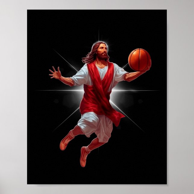Poster Not Today Satan Jesus Funny Slam Holy Dunk Basketb (Frente)