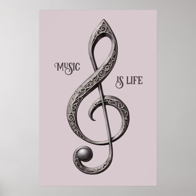 Poster Nota de Limpeza Musical de Texto Personalizado (Frente)