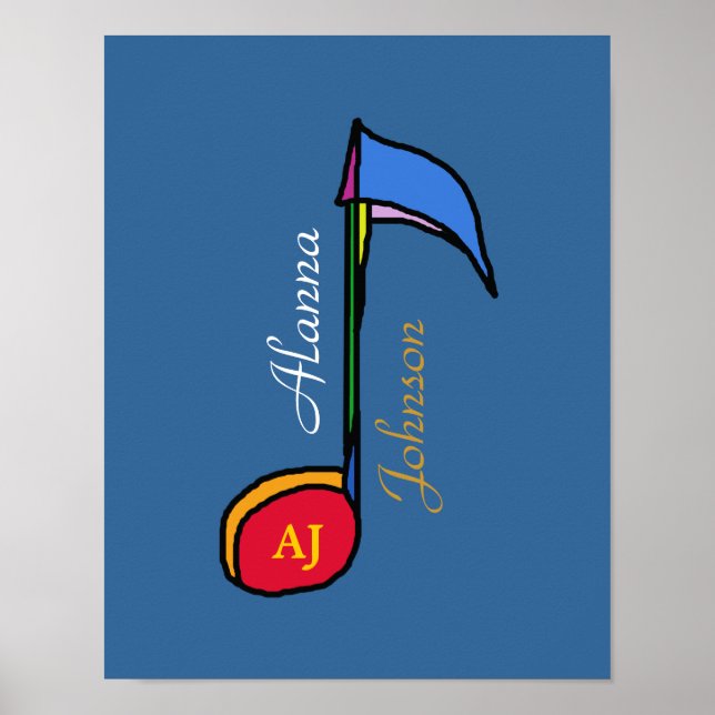 Poster nota musical arte colorida personalizada (Frente)