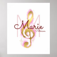 nota musical (clave de ouro), monograma feminino