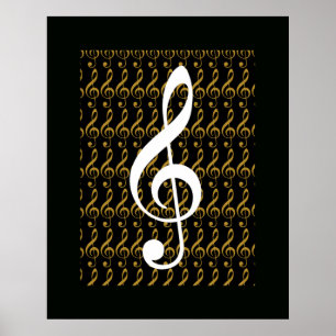 Poster nota musical, treble clef, gráfico legal