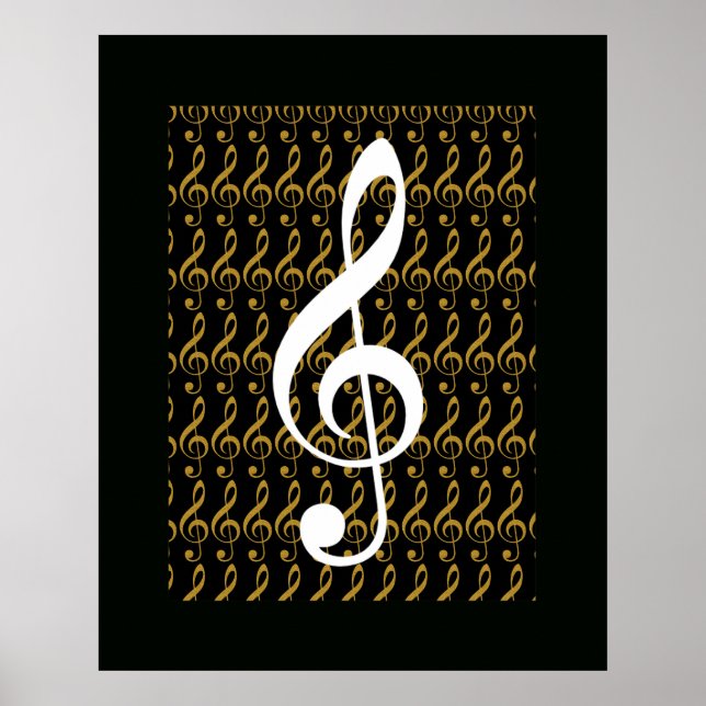 Poster nota musical, treble clef, gráfico legal (Frente)
