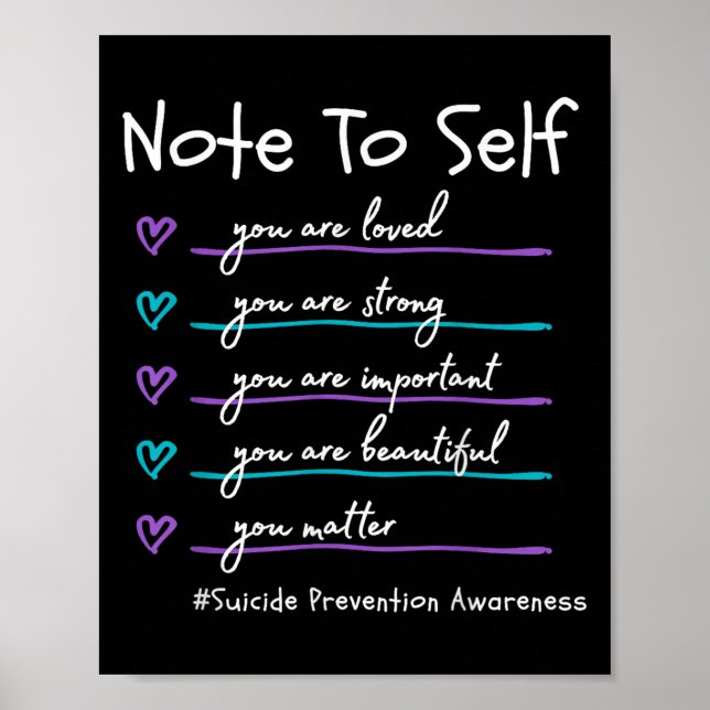 Poster Nota Para Si Mesmo Prevenção do Suicídio Conscient (Frente)