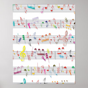 Poster Notas coloridas da partitura