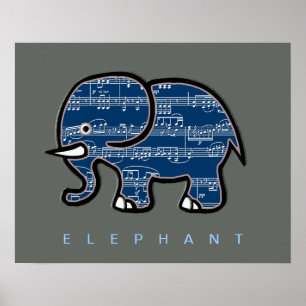 Poster notas de elefante e música
