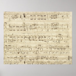Póster Notas de música antigas - Chopin Music Sheet